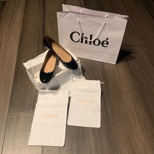 Brand NWT Chloe Lauren black patent leather flats